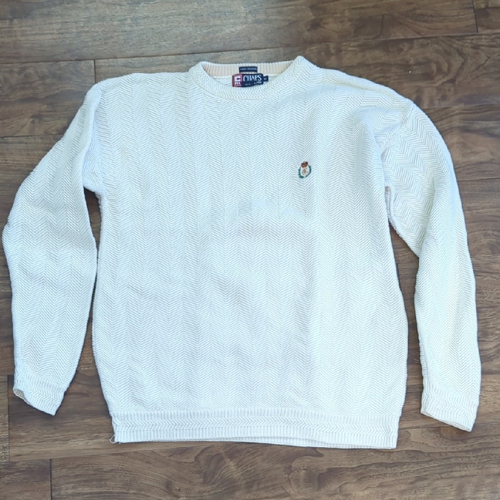 Chaps Ralph Lauren Cotton Herringbone Cream Sweater